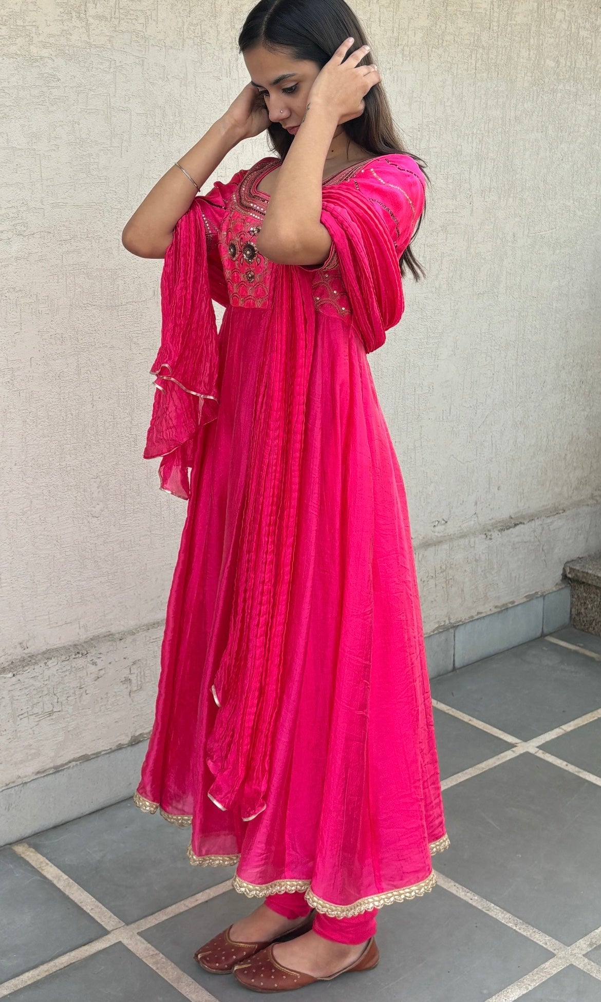 HOT PINK ANARKALI SET