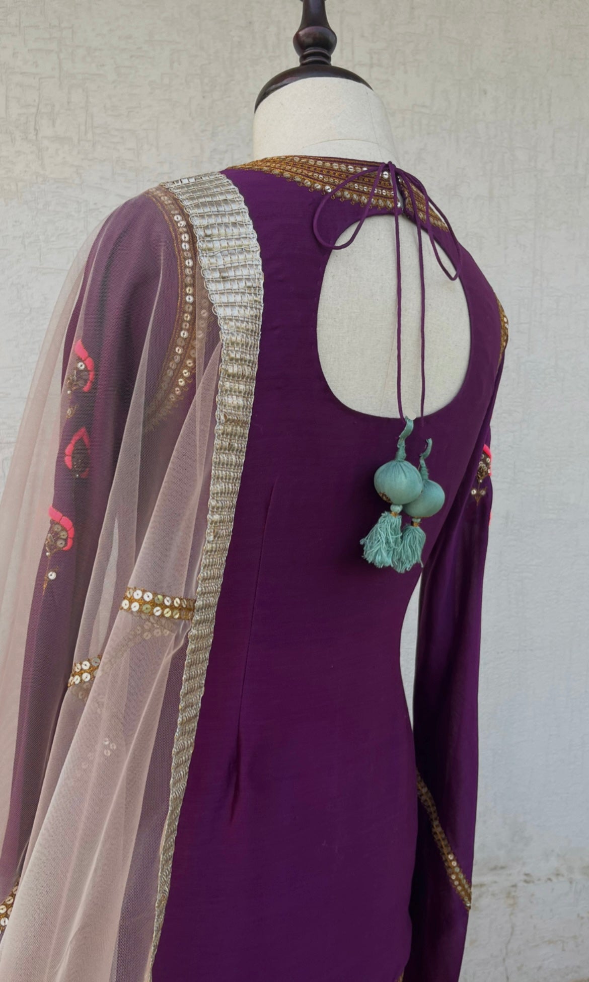 PURPLE KURTA GHARARA & DUPATTA SET