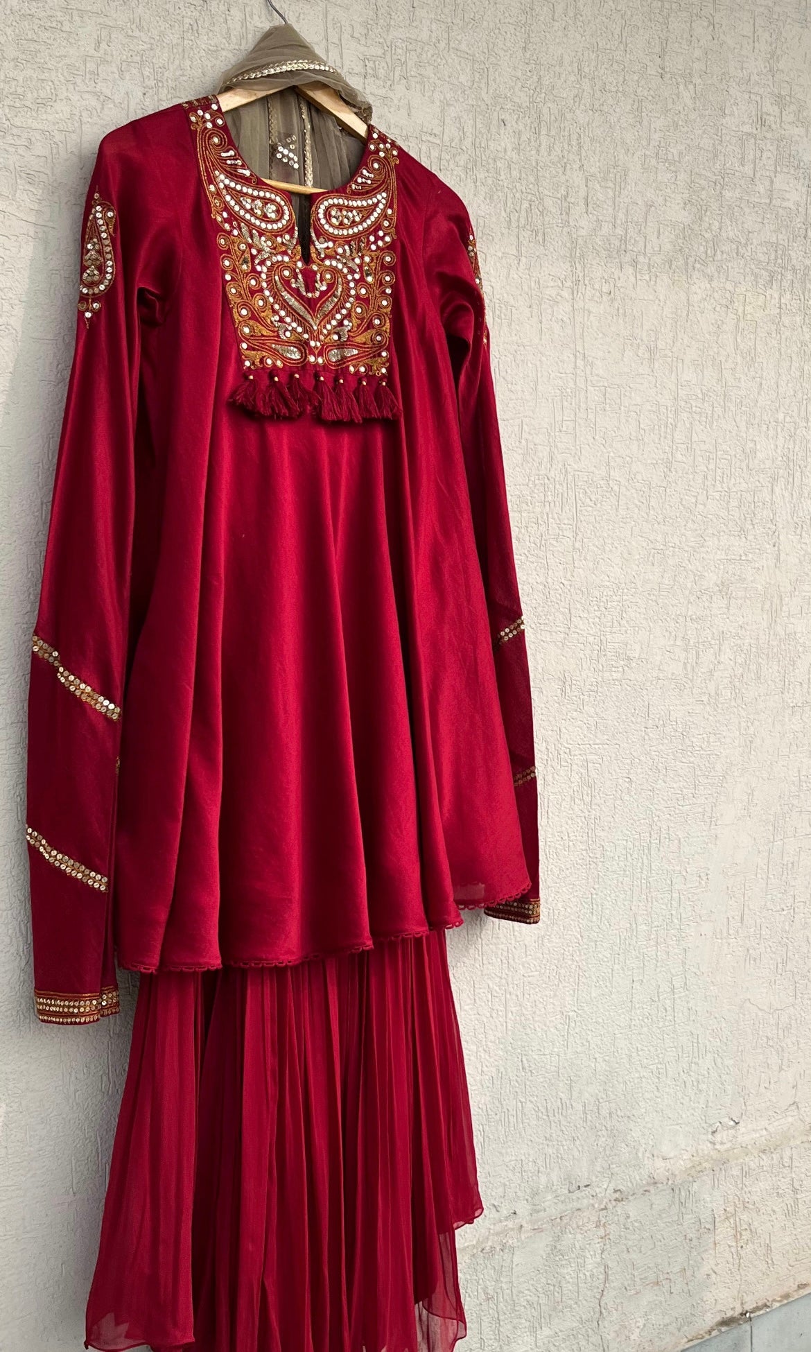 RUBY RED KURTA GHARARA SET