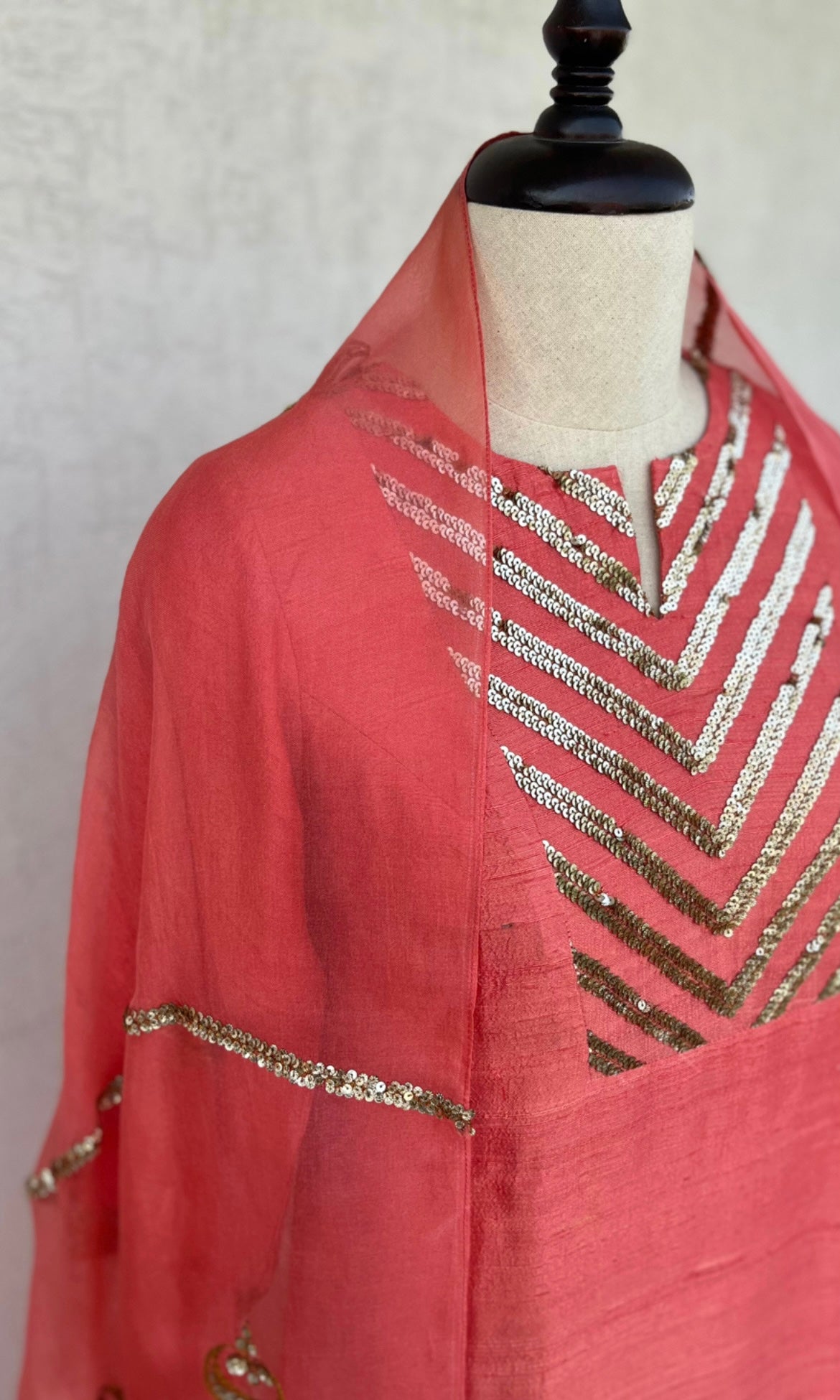 CORAL STRAIGHT KURTA SALWAR & DUPATTA SET