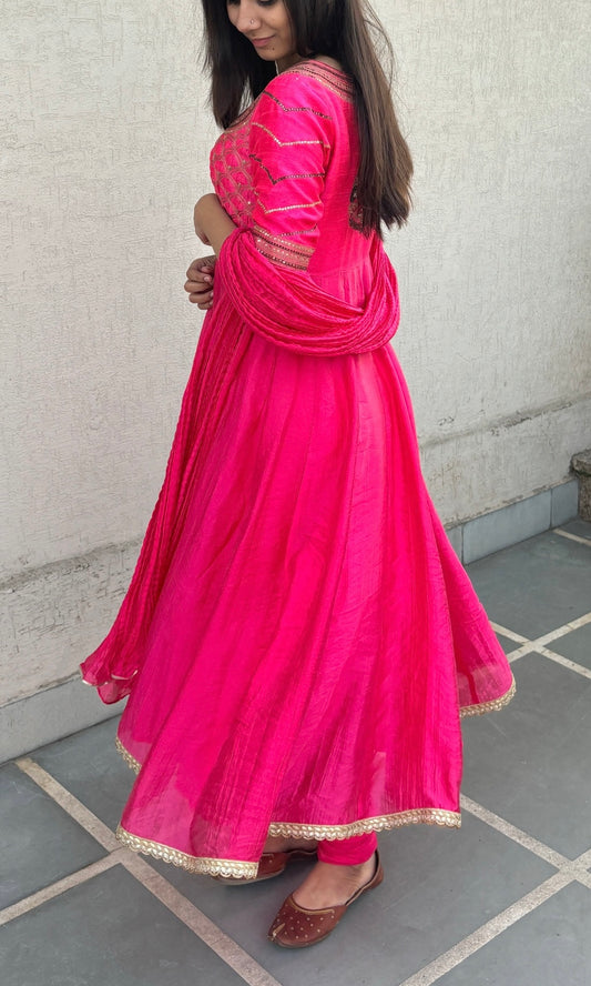 HOT PINK ANARKALI SET
