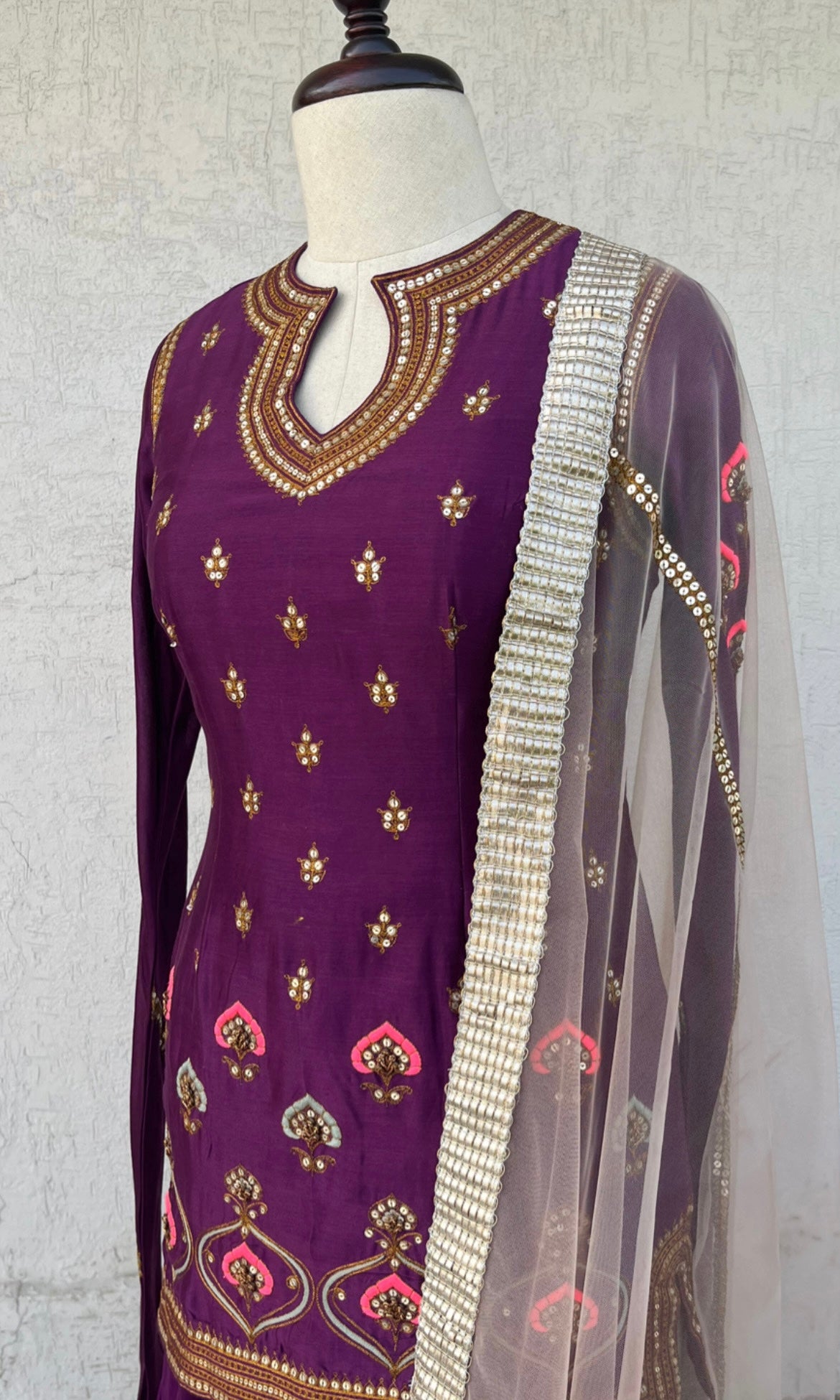 PURPLE KURTA GHARARA & DUPATTA SET