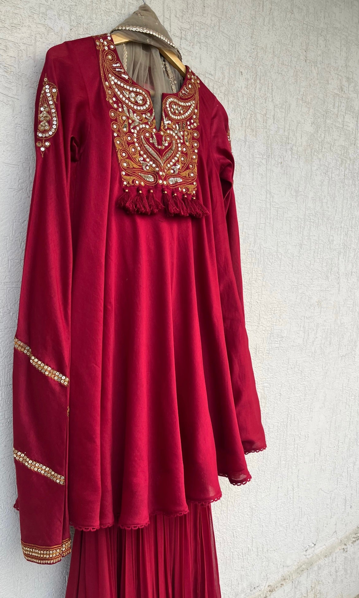 RUBY RED KURTA GHARARA SET