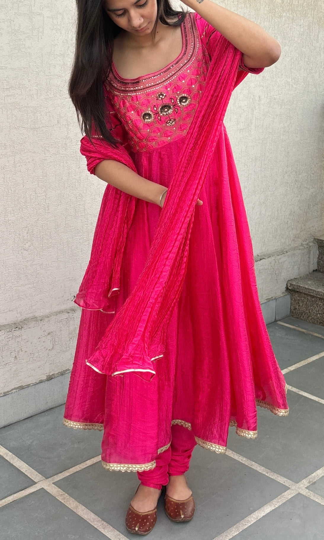 HOT PINK ANARKALI SET