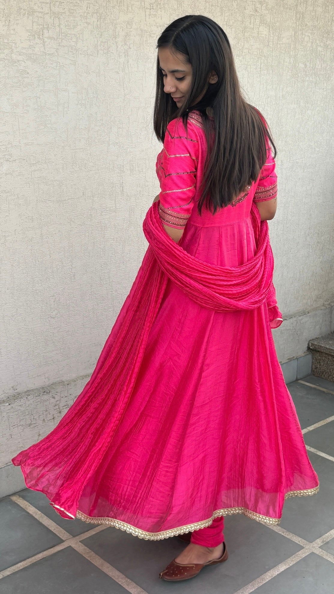 HOT PINK ANARKALI SET