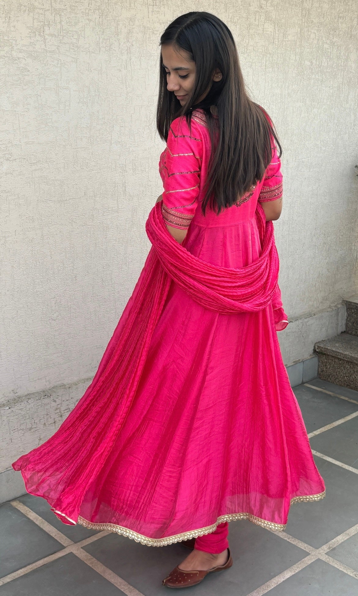 HOT PINK ANARKALI SET