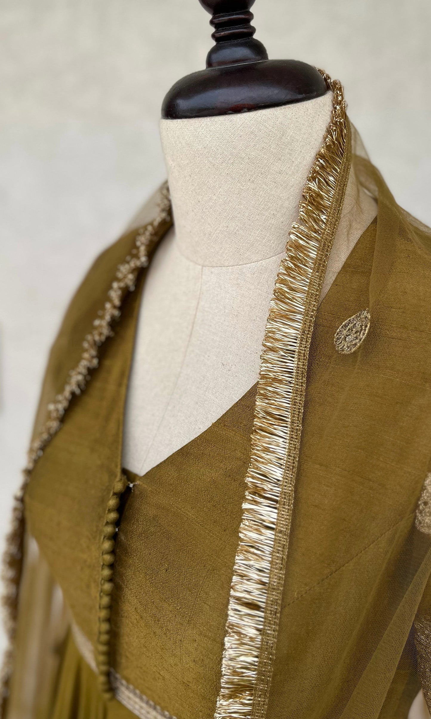 OLIVE & SALMON PINK ANARKALI SET