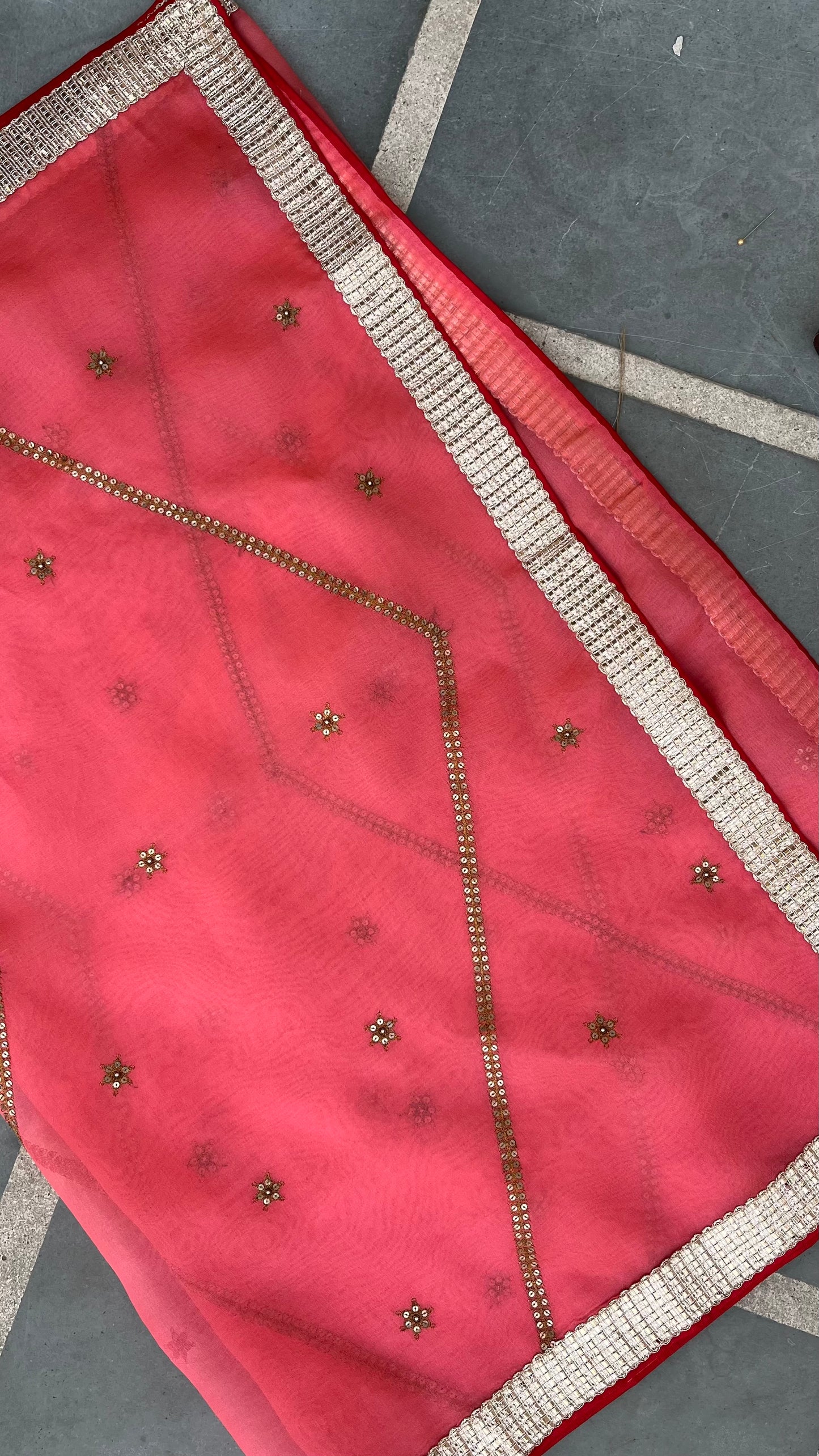 CORAL ORGANZA DUPATTA