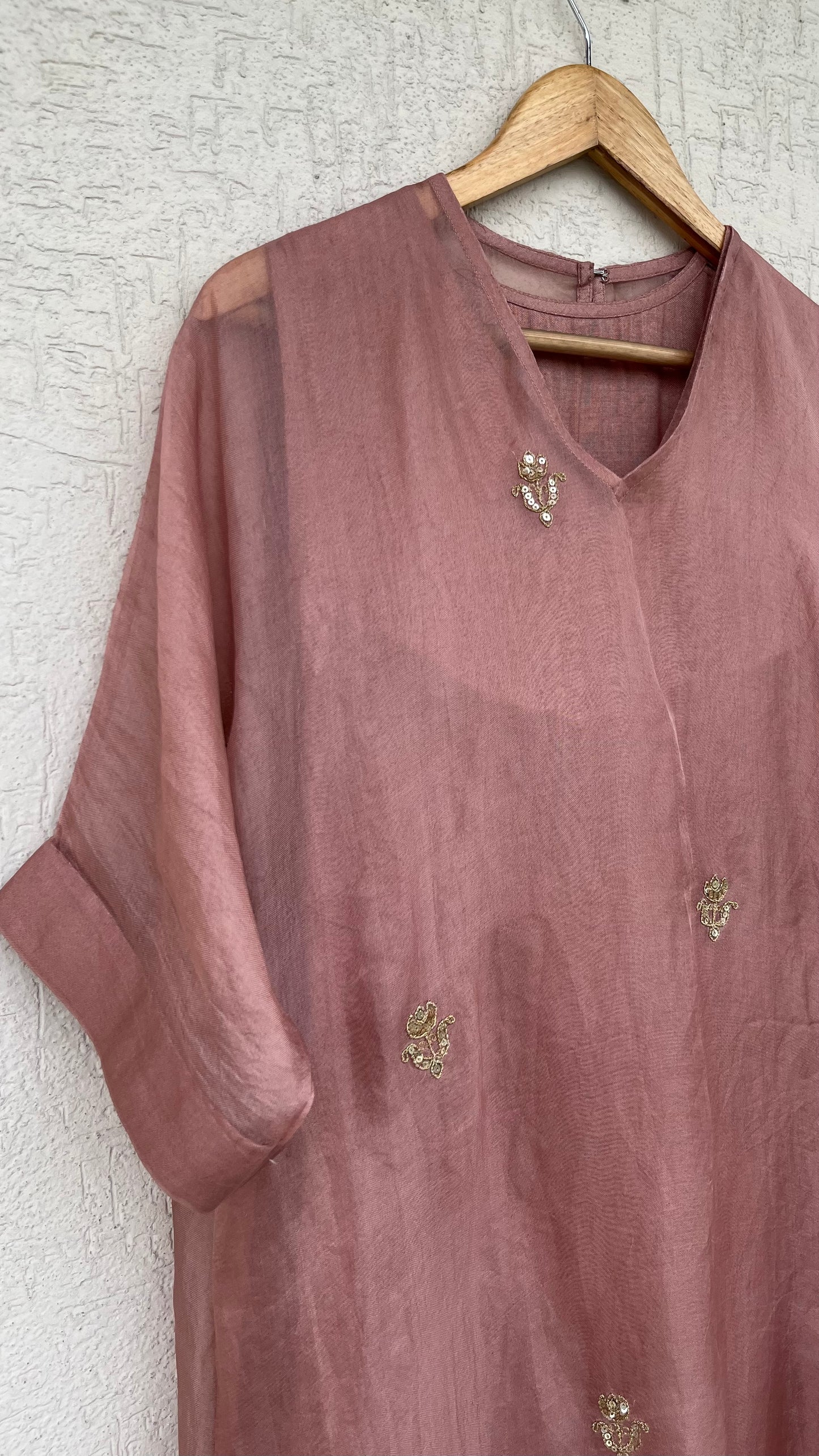 SALMON PINK KAFTAN-KURTA SET