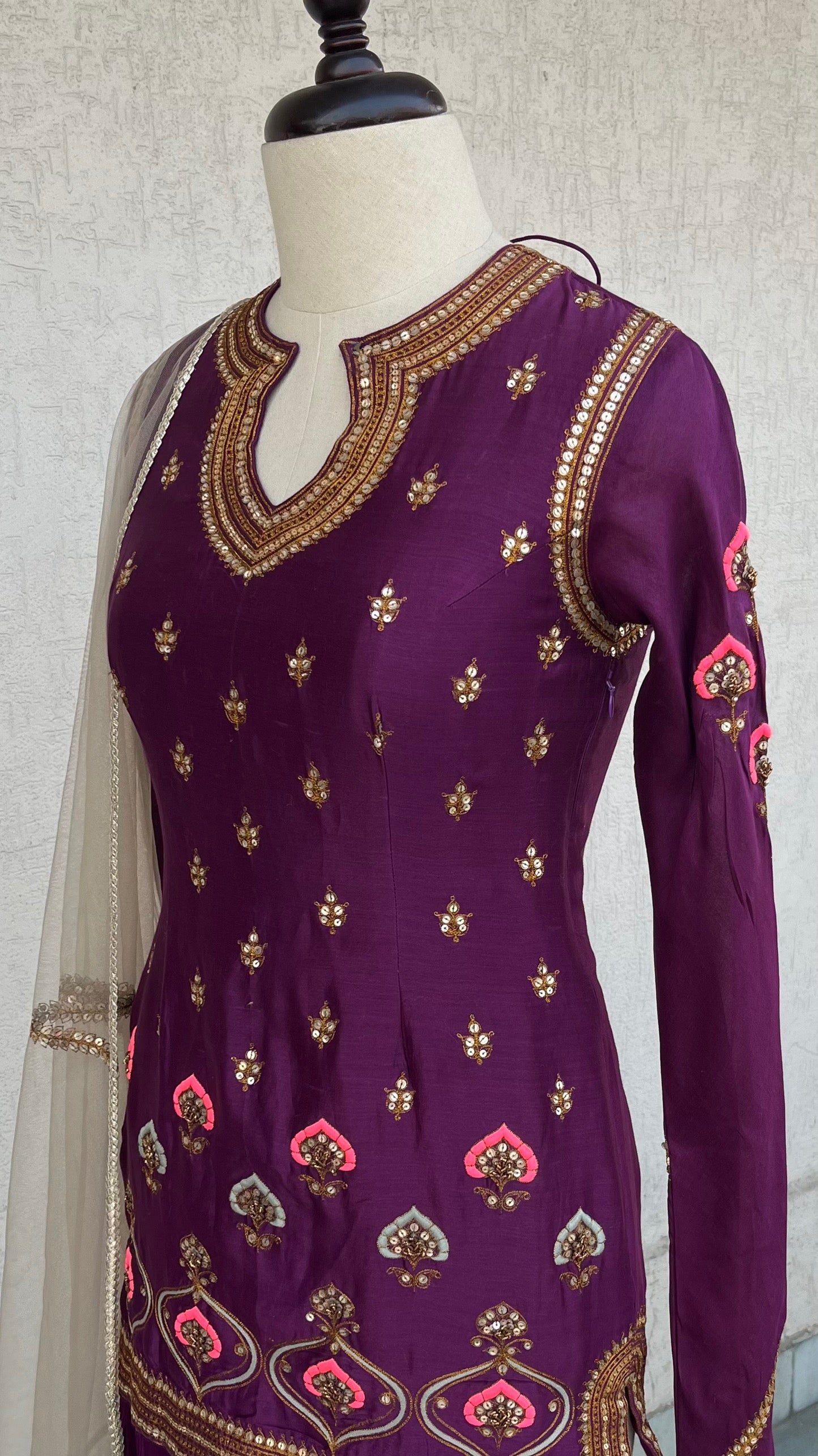 PURPLE KURTA GHARARA & DUPATTA SET