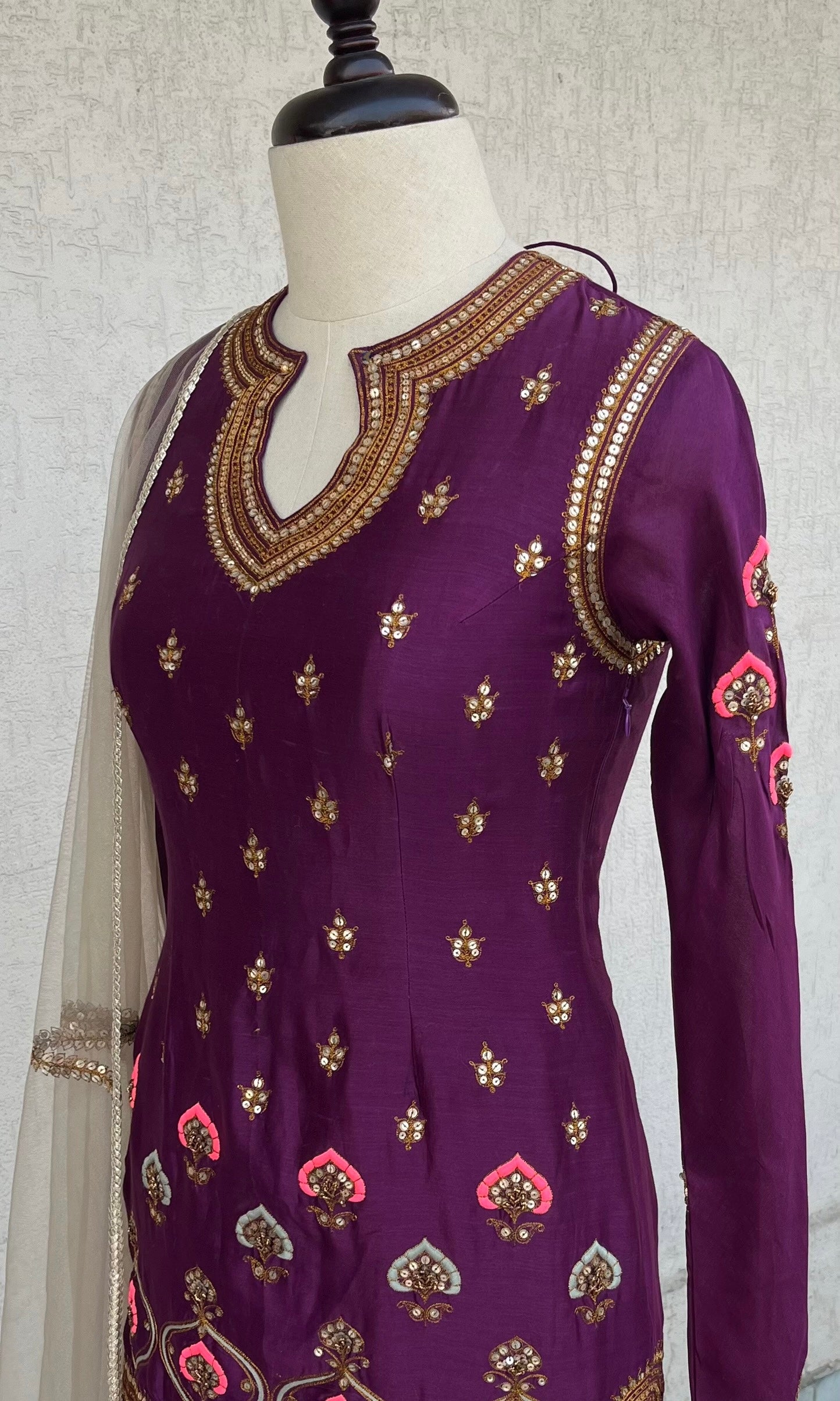 PURPLE KURTA GHARARA & DUPATTA SET