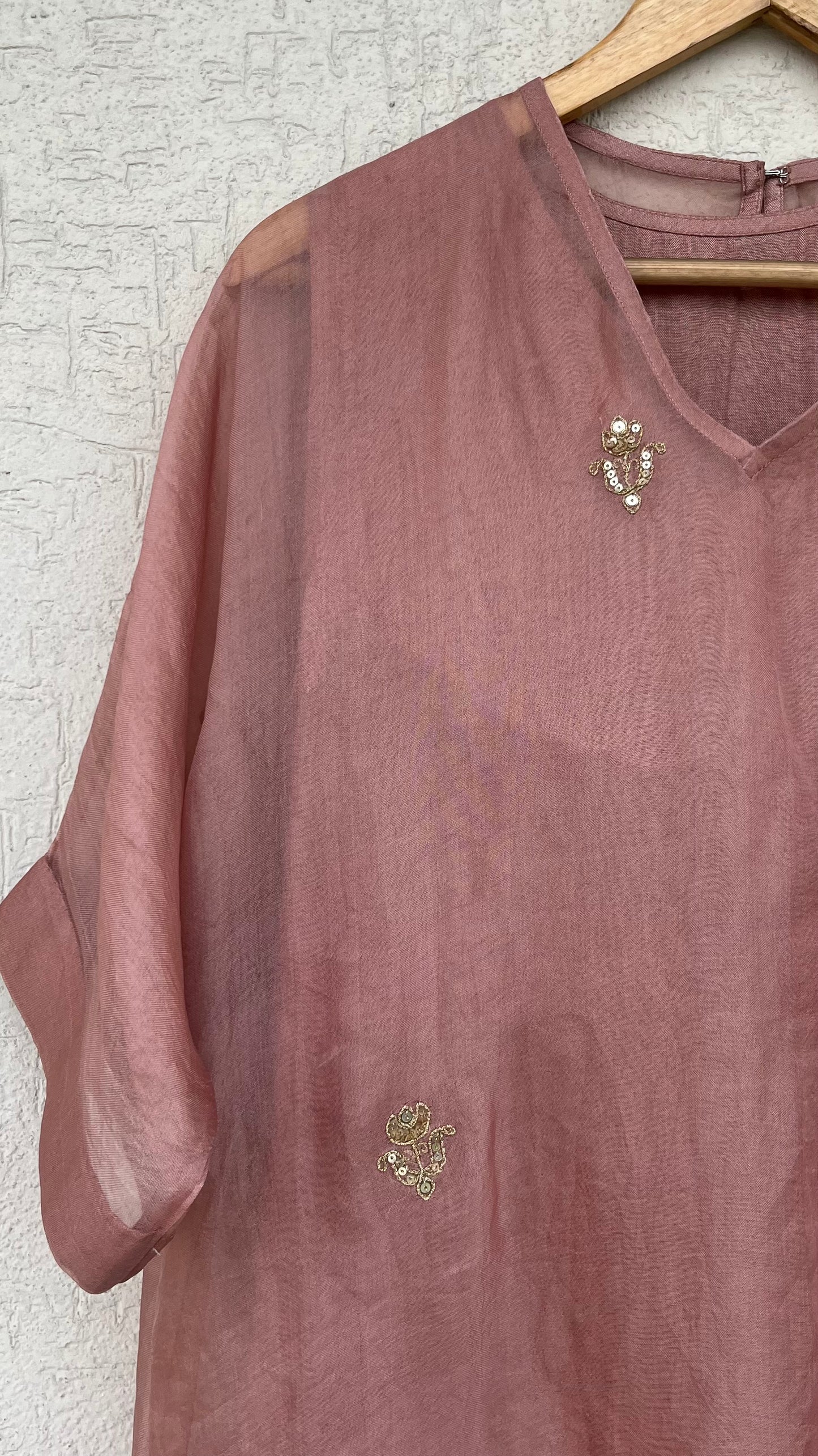 SALMON PINK KAFTAN-KURTA SET