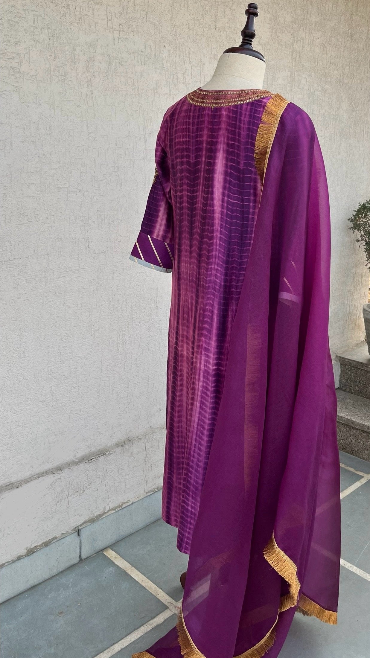 PURPLE TIE & DYE KURTA SET