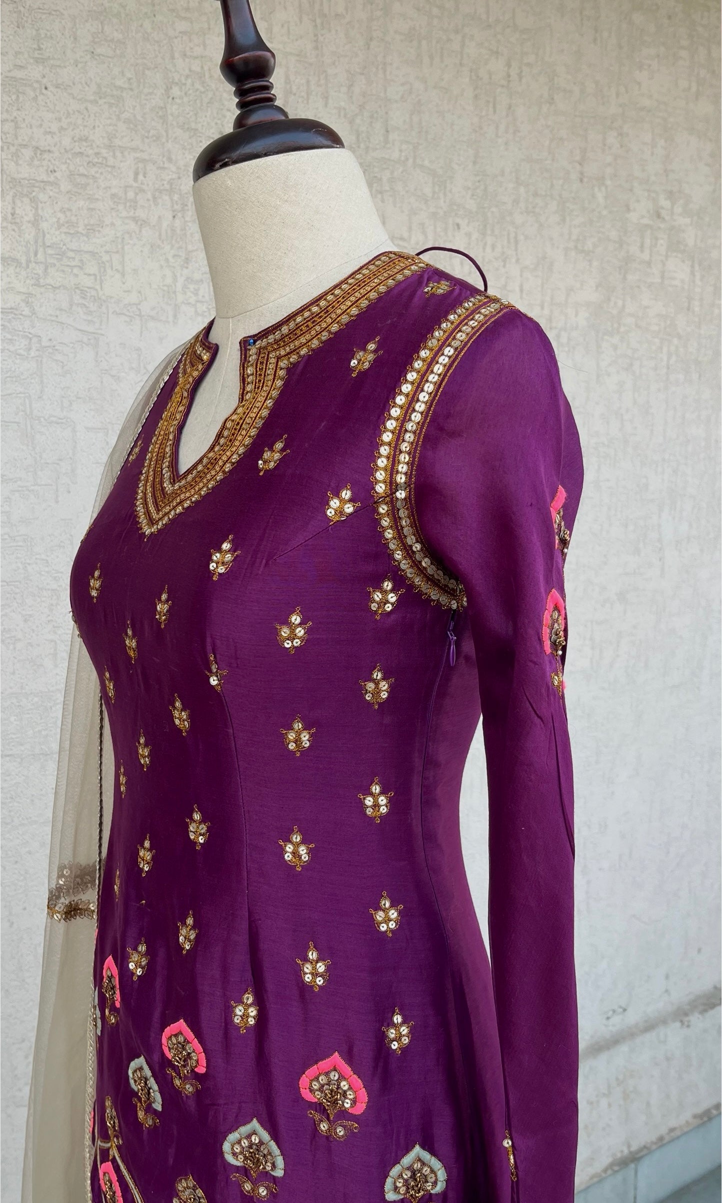 PURPLE KURTA GHARARA & DUPATTA SET