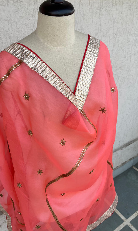 CORAL ORGANZA DUPATTA