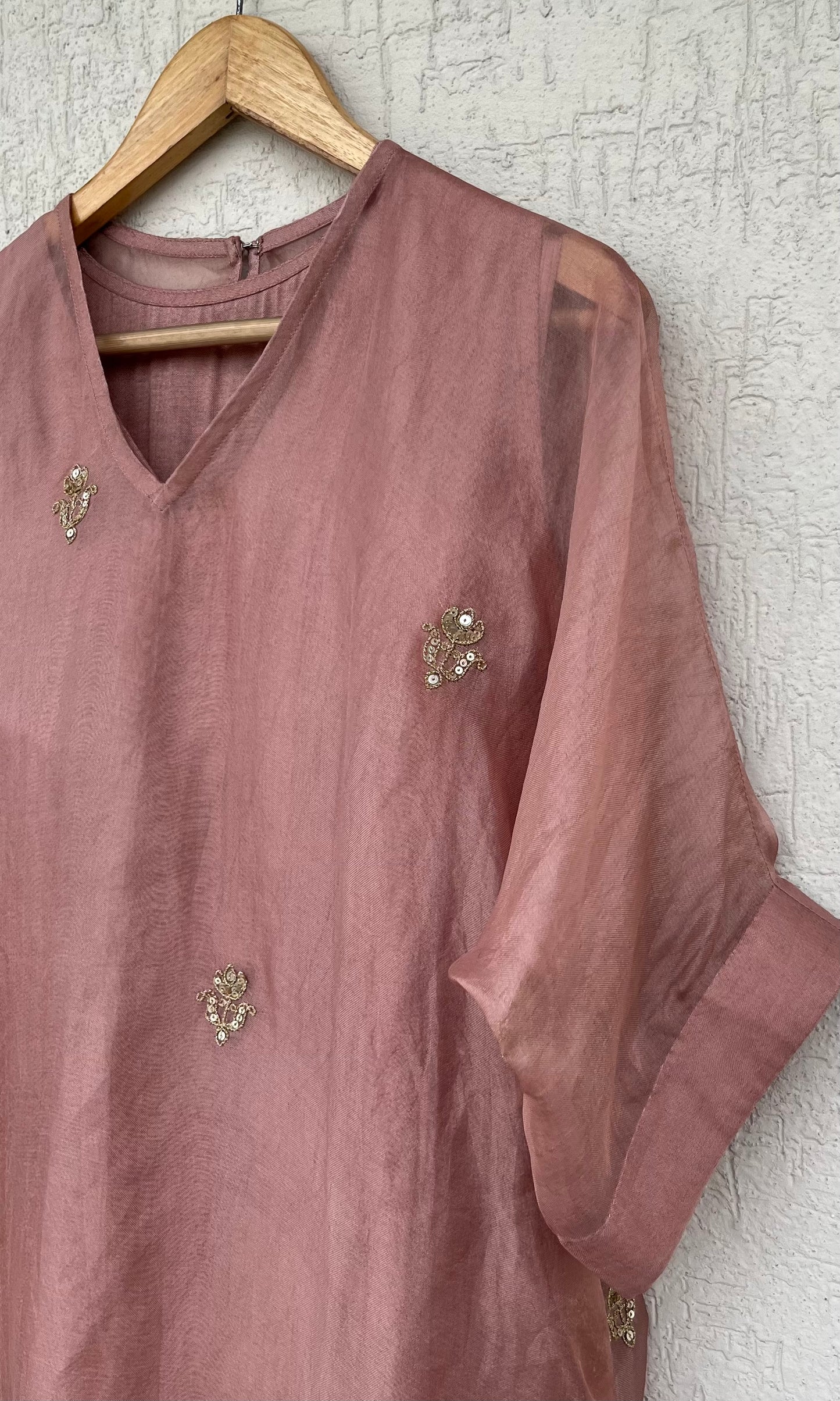 SALMON PINK KAFTAN-KURTA SET
