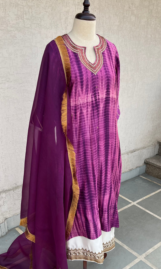 PURPLE TIE & DYE KURTA SET