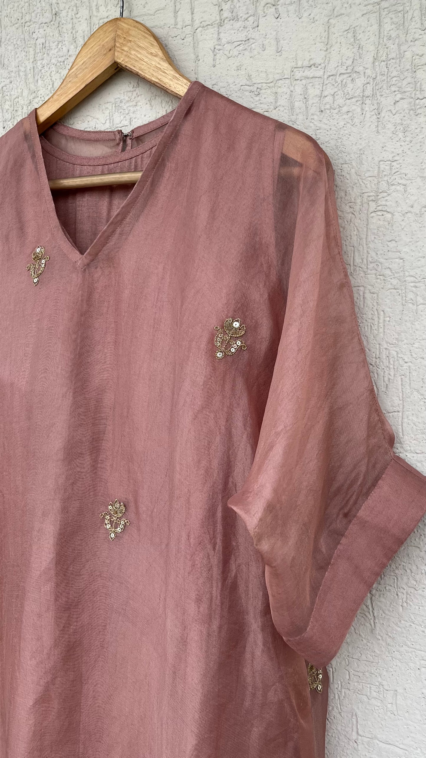 SALMON PINK KAFTAN-KURTA SET