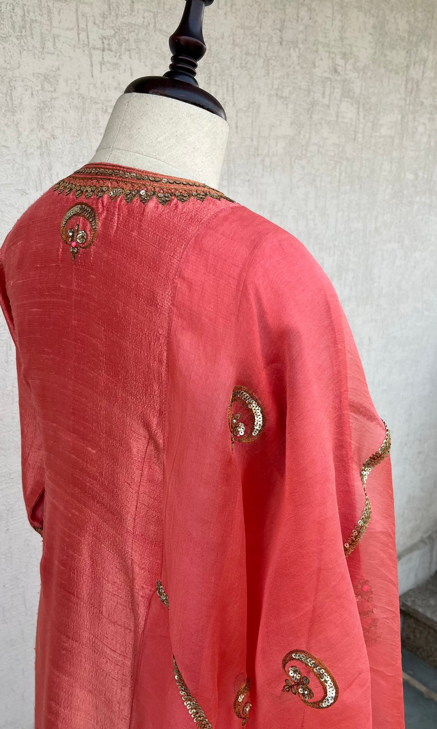 CORAL STRAIGHT KURTA SALWAR & DUPATTA SET