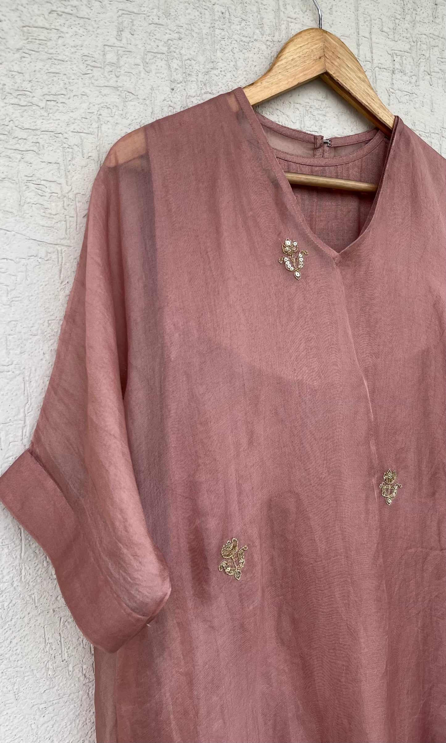 SALMON PINK KAFTAN-KURTA SET