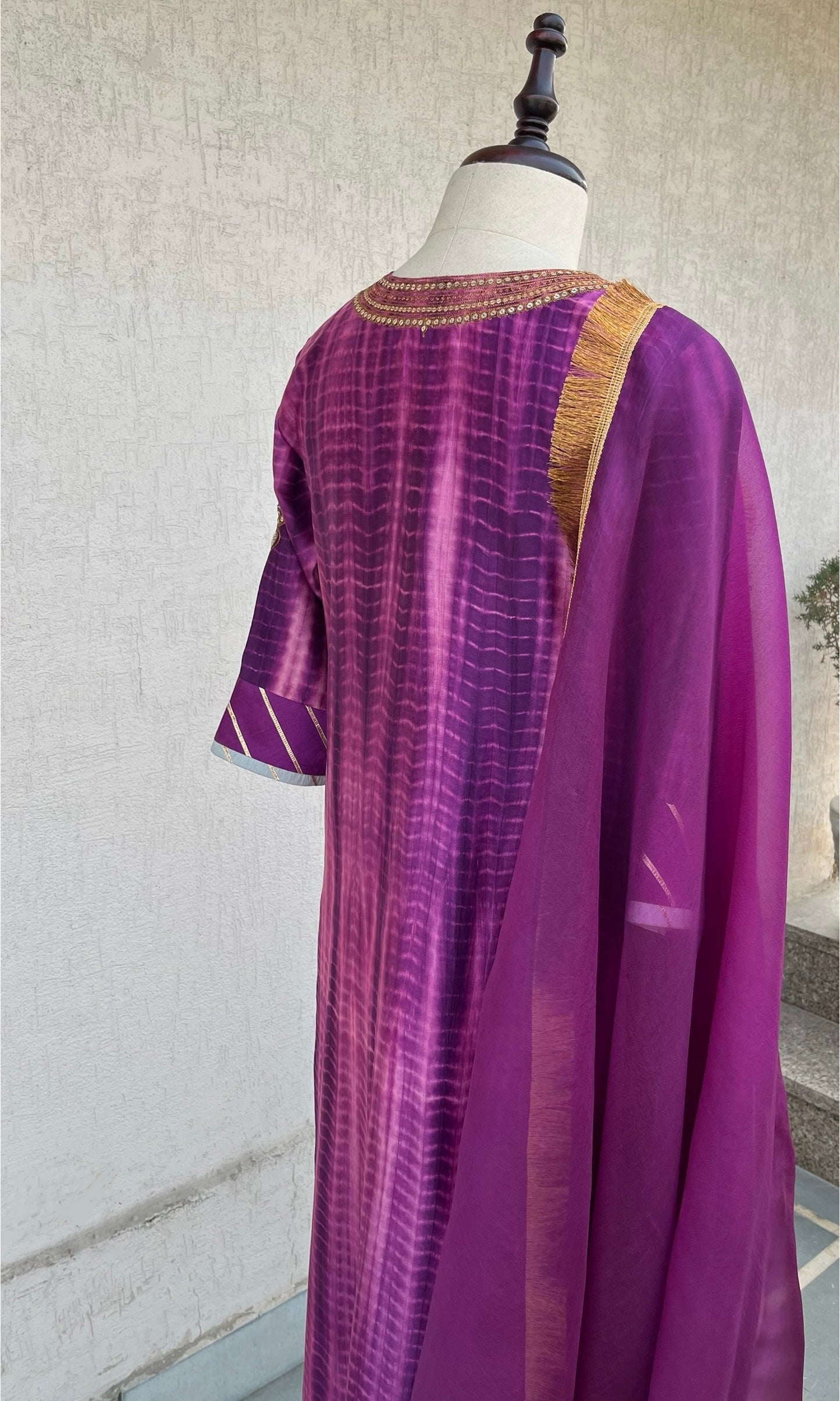 PURPLE TIE & DYE KURTA SET