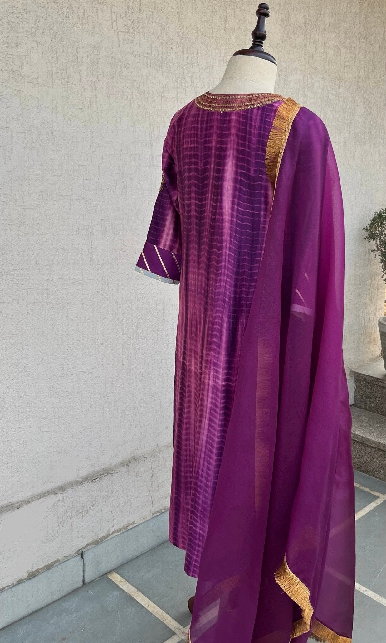 PURPLE TIE & DYE KURTA SET