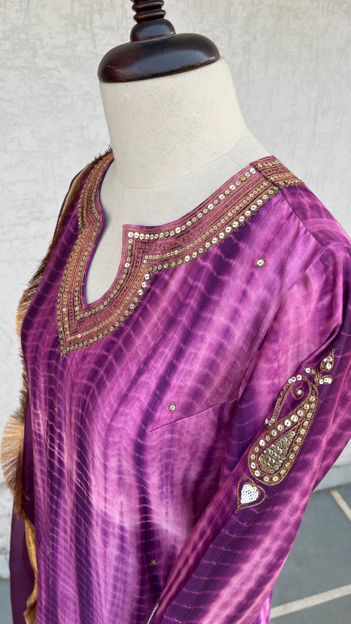PURPLE TIE & DYE KURTA SET