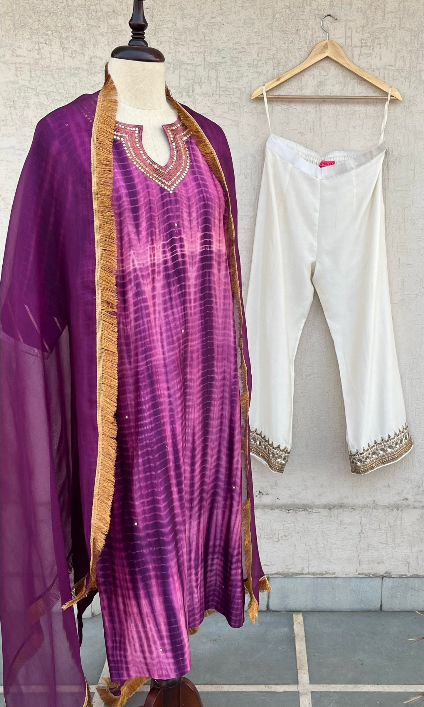 PURPLE TIE & DYE KURTA SET