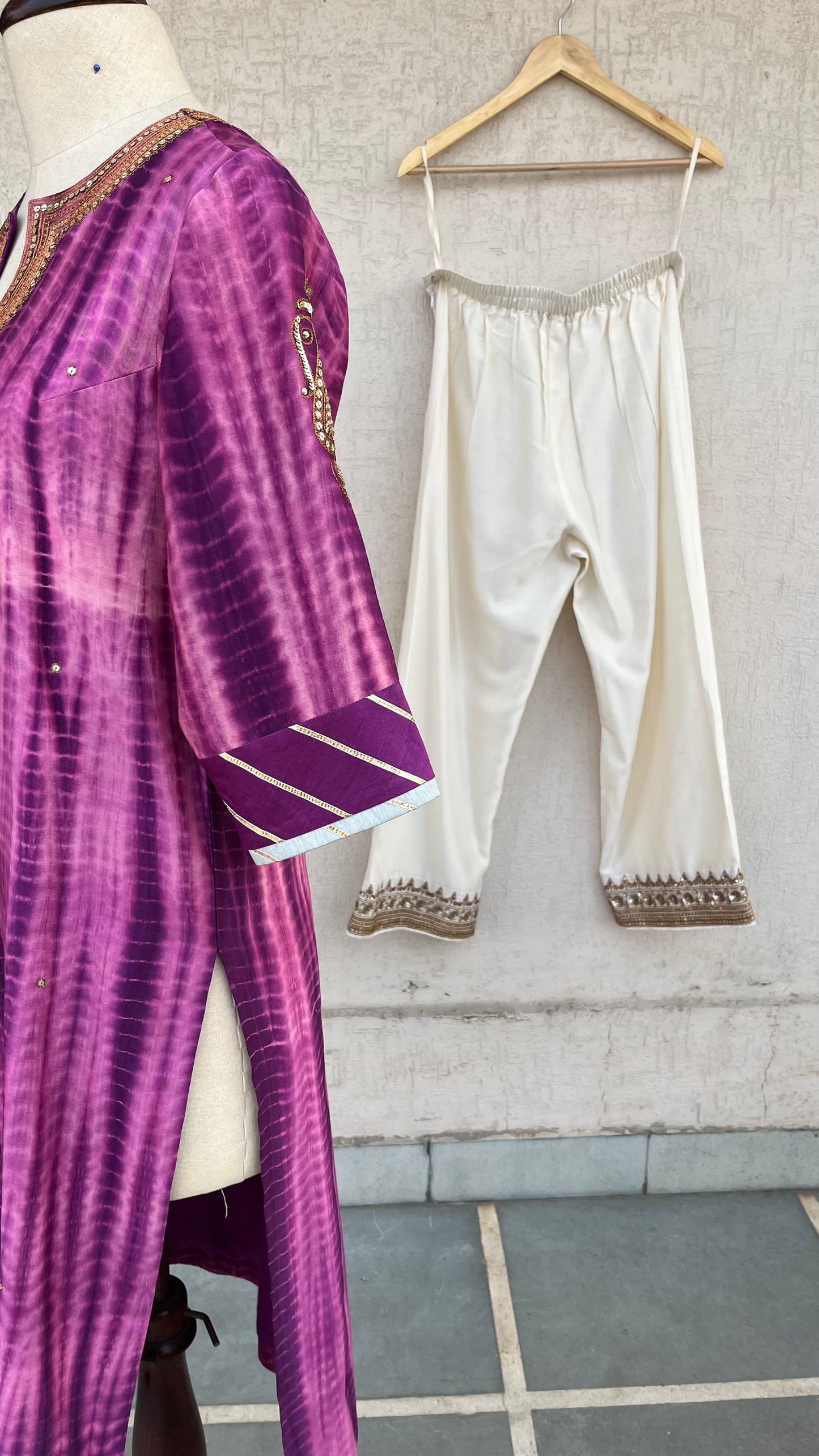PURPLE TIE & DYE KURTA SET
