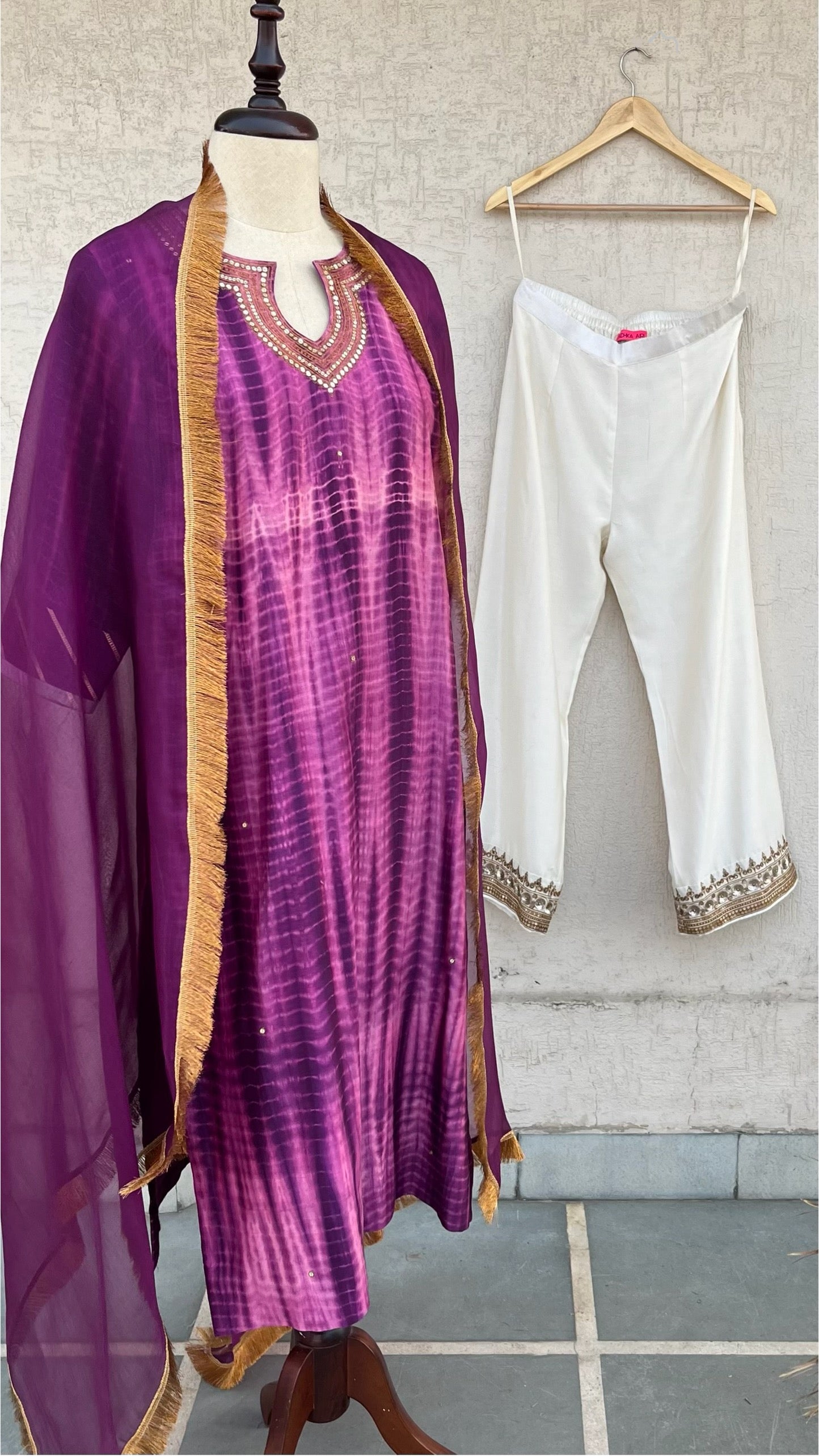 PURPLE TIE & DYE KURTA SET