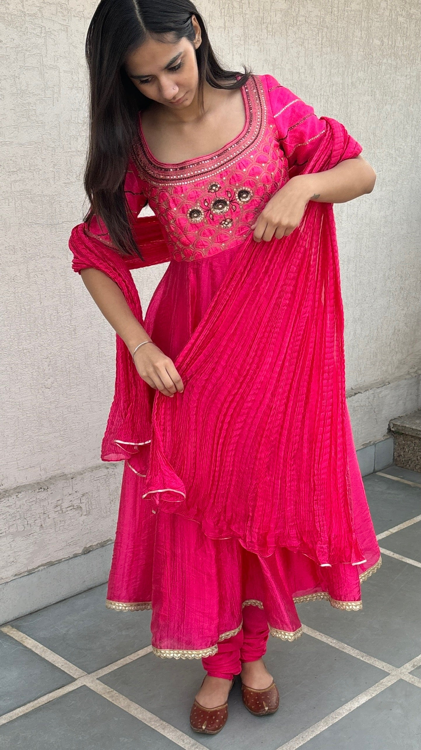 HOT PINK ANARKALI SET