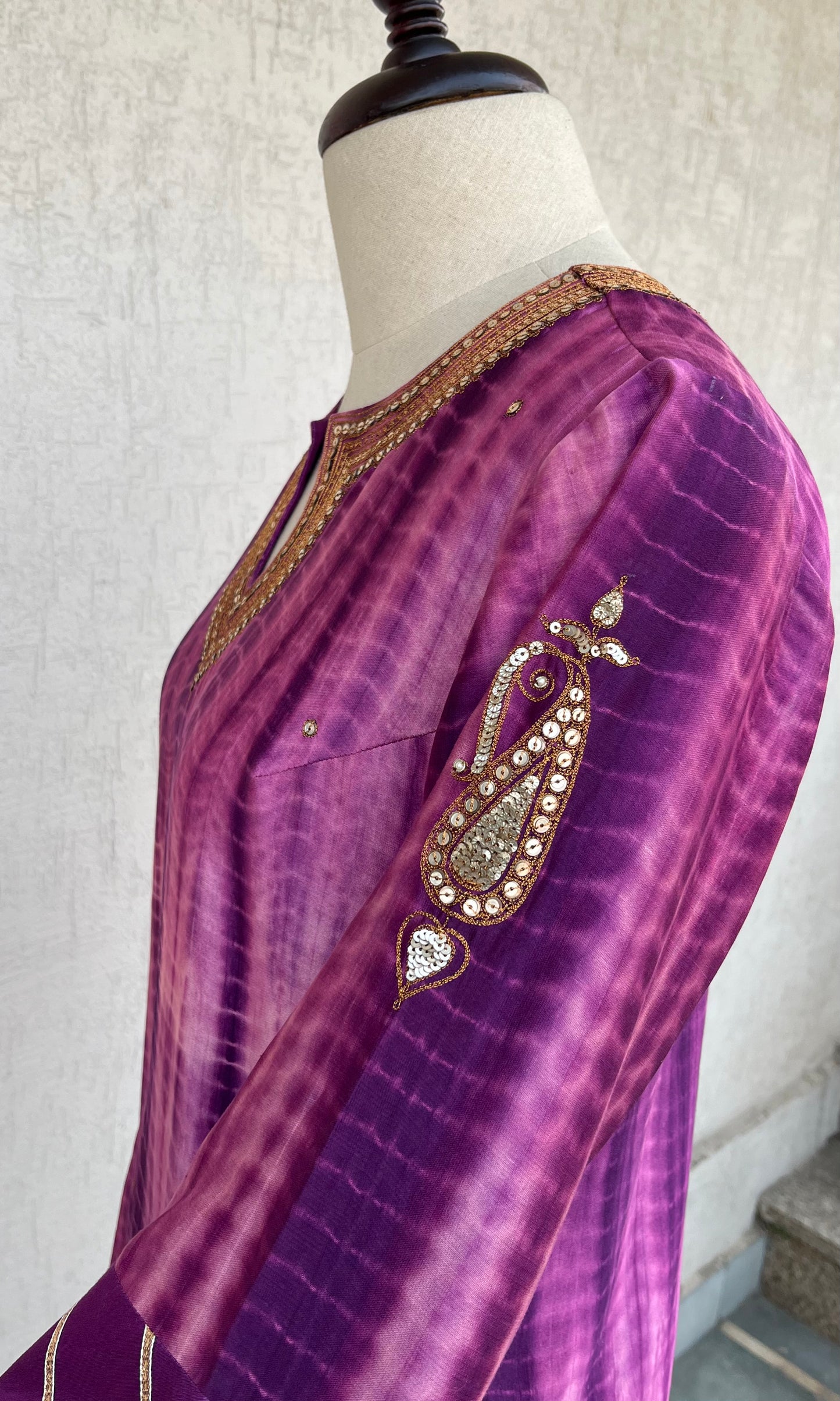 PURPLE TIE & DYE KURTA SET