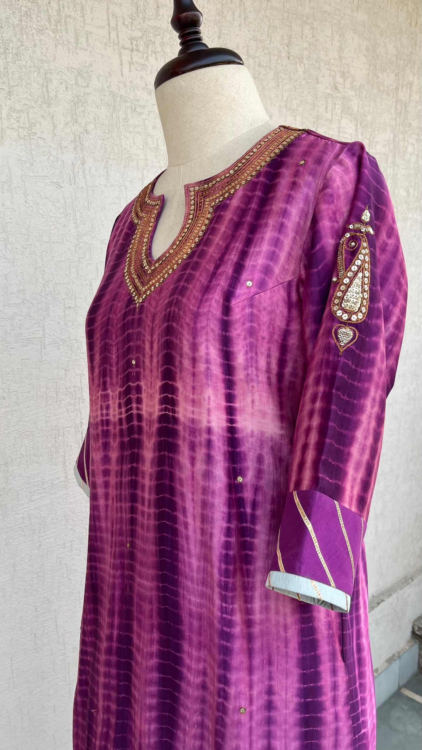 PURPLE TIE & DYE KURTA SET