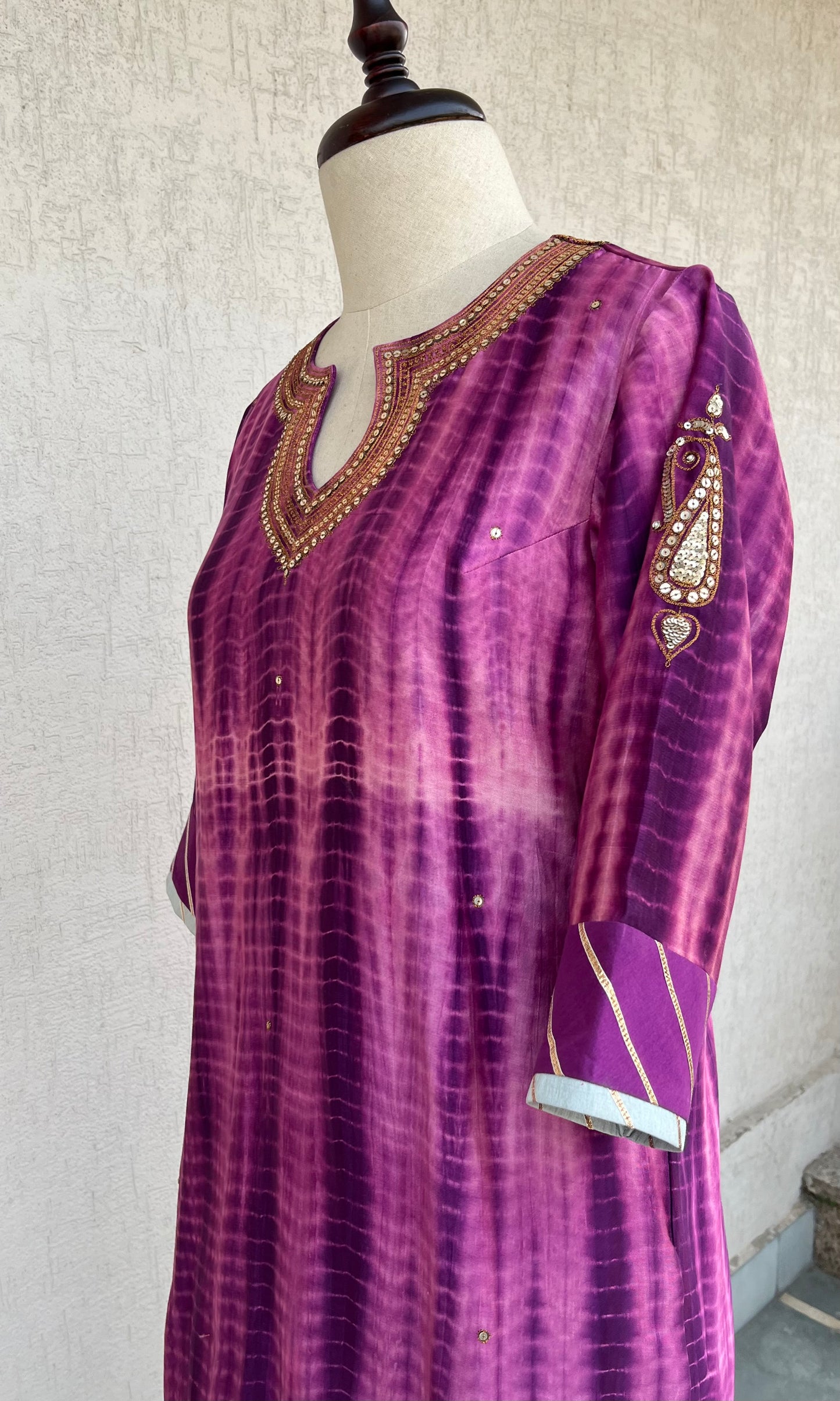 PURPLE TIE & DYE KURTA SET