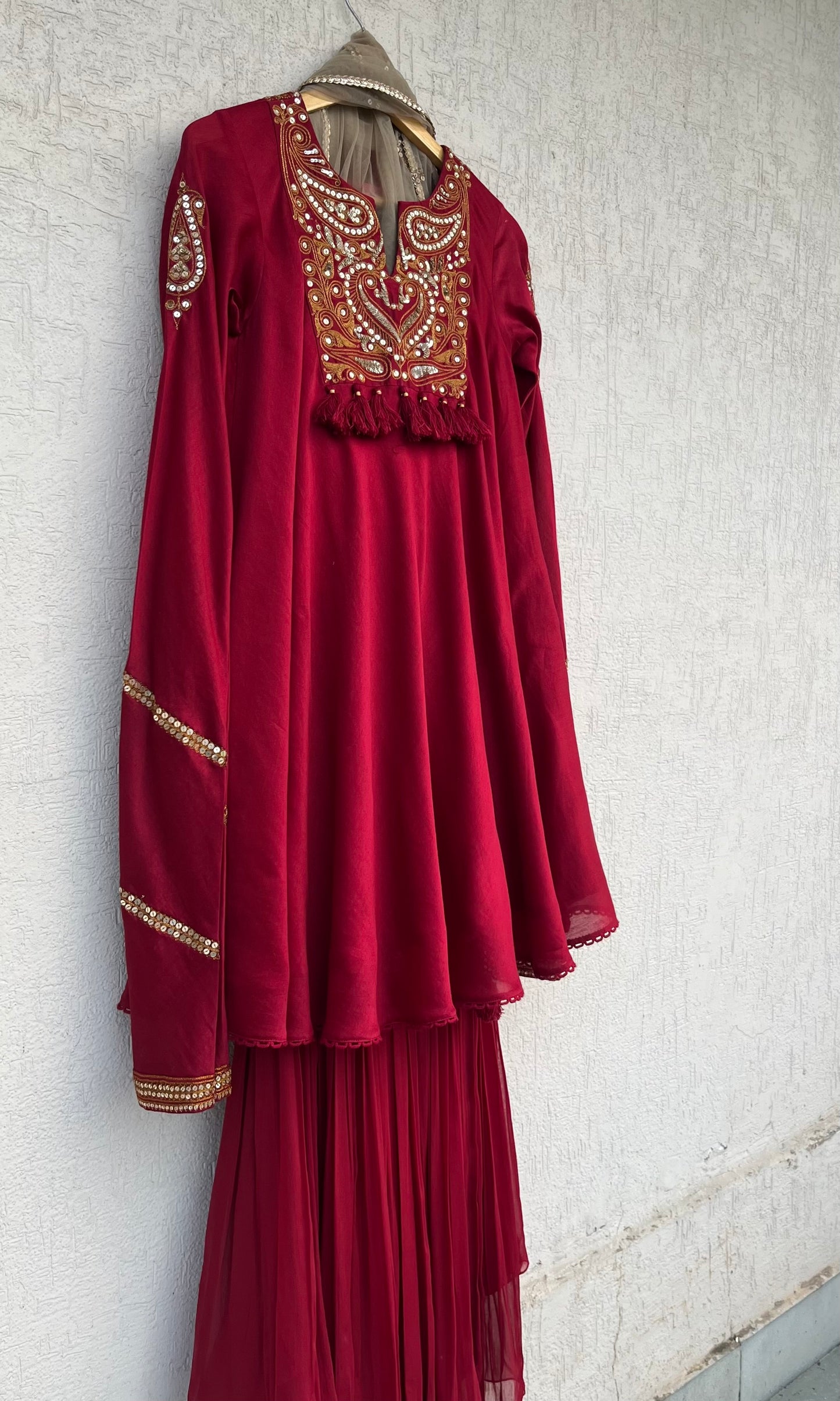 RUBY RED KURTA GHARARA SET