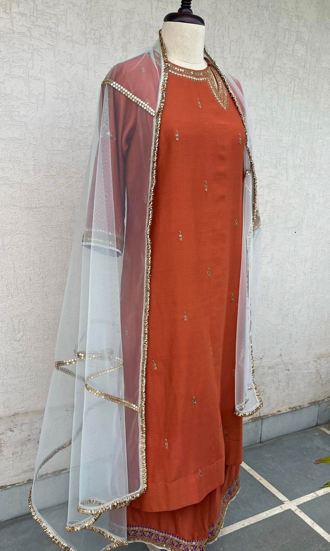 RUST STRAIGHT KURTA & PANTS SET