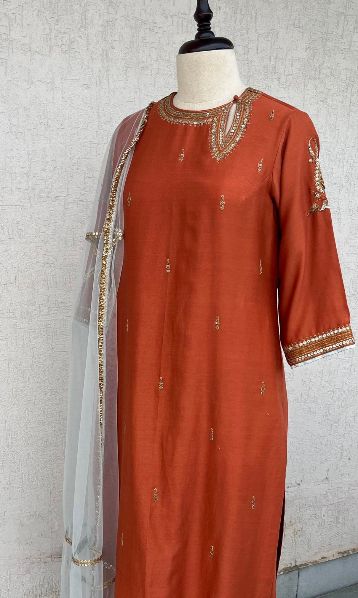 RUST STRAIGHT KURTA & PANTS SET