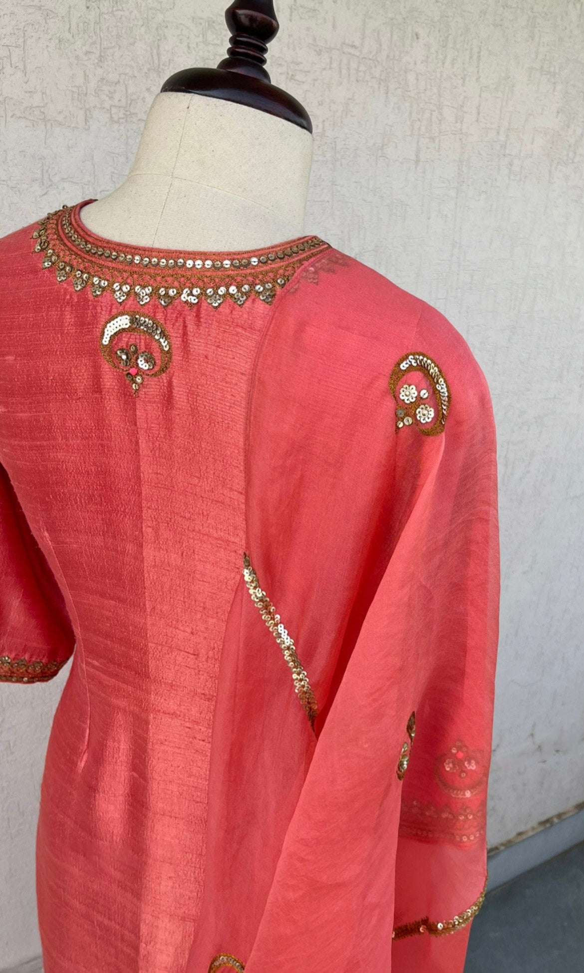 CORAL STRAIGHT KURTA SALWAR & DUPATTA SET