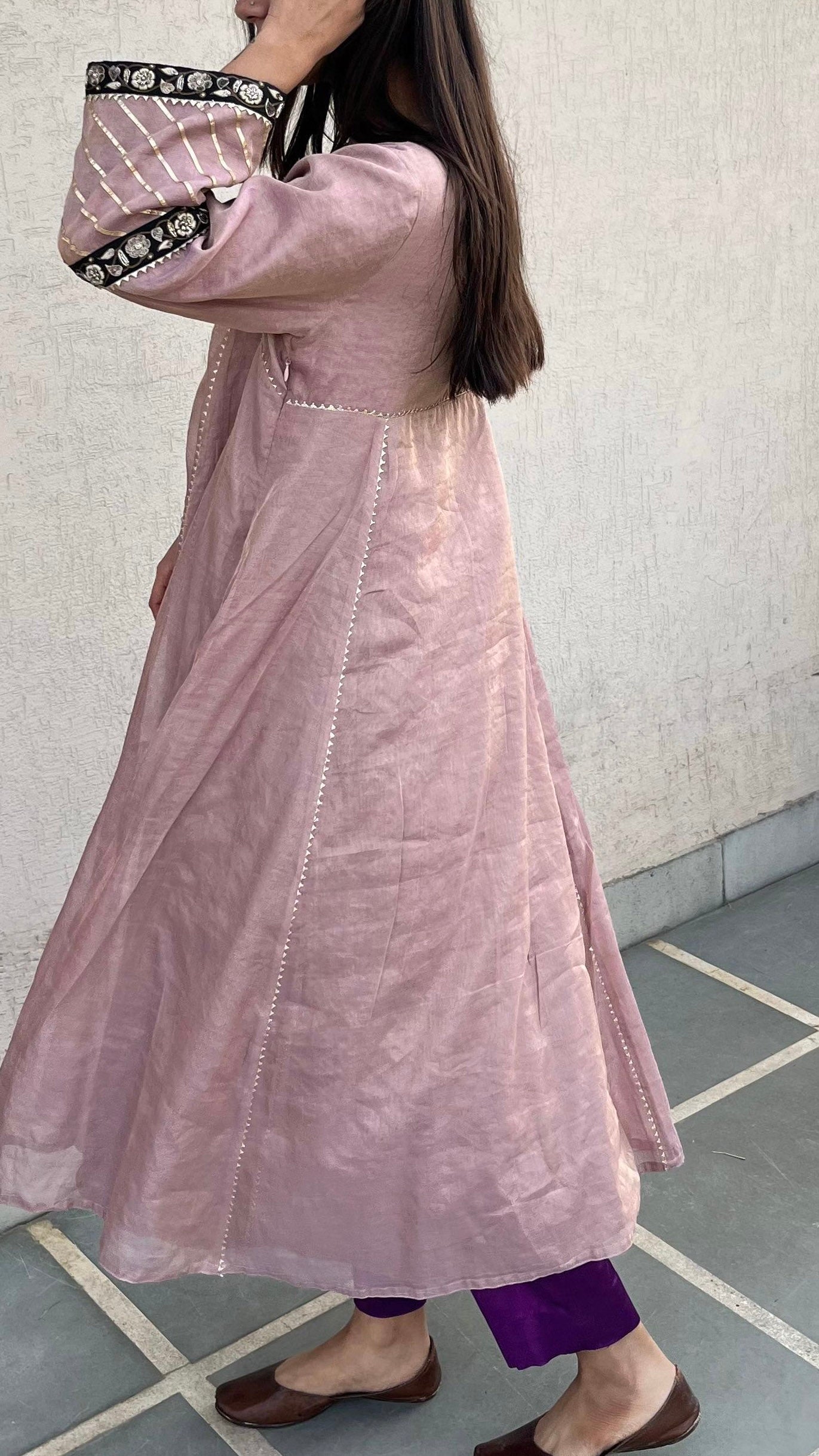 TISSUE A-LINE KURTA SET