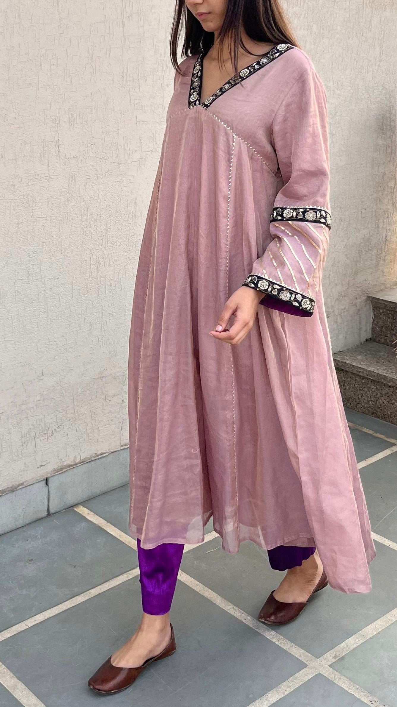 TISSUE A-LINE KURTA SET