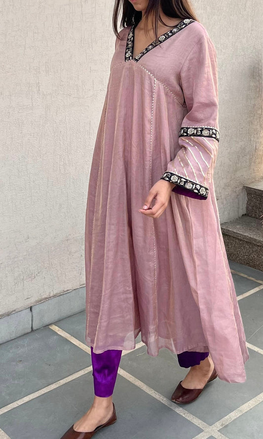TISSUE A-LINE KURTA SET