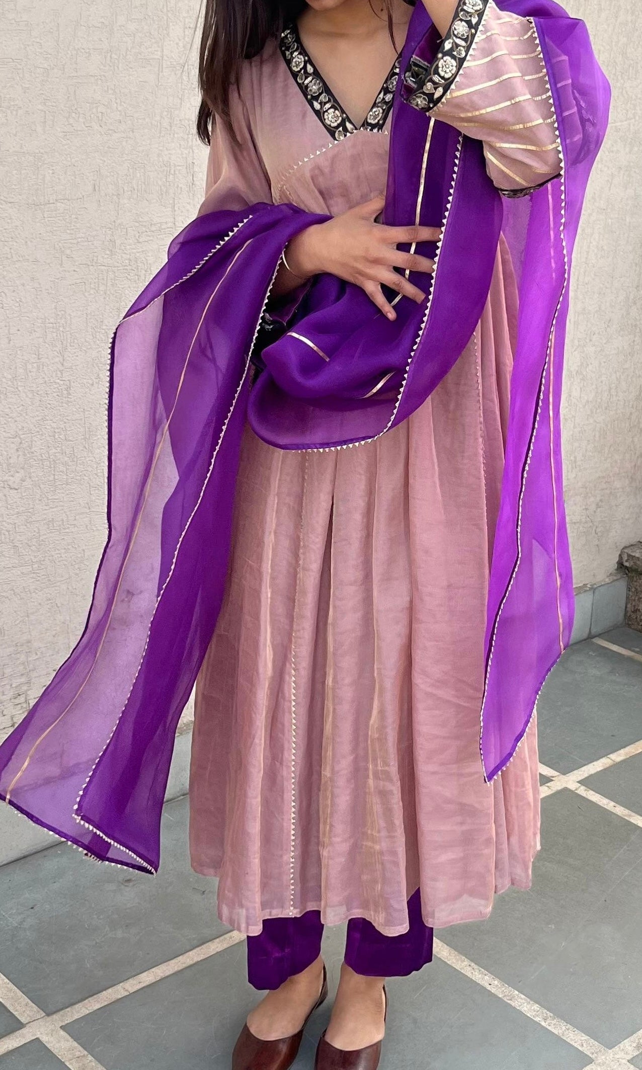 TISSUE A-LINE KURTA SET