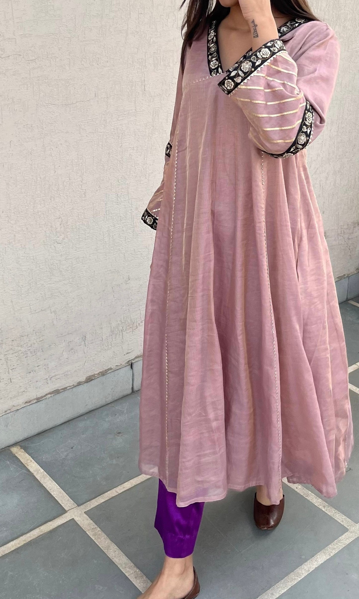 TISSUE A-LINE KURTA SET