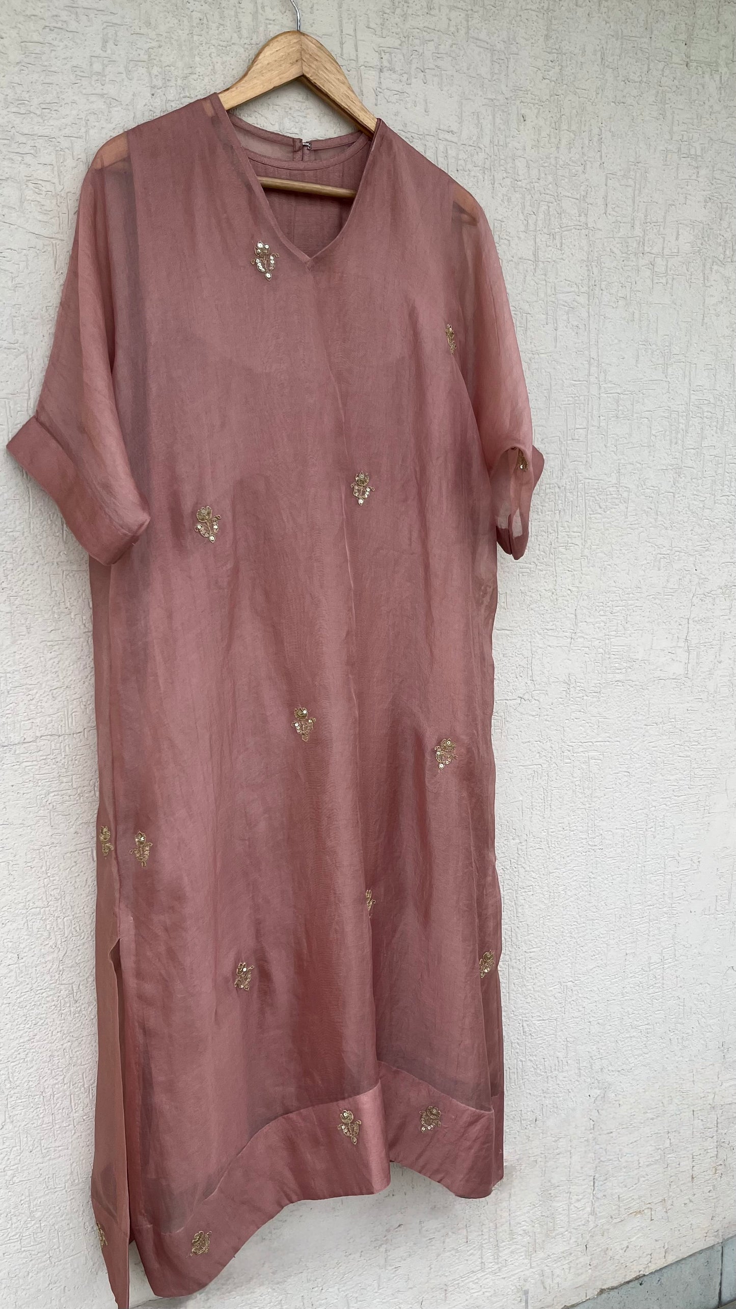 SALMON PINK KAFTAN-KURTA SET