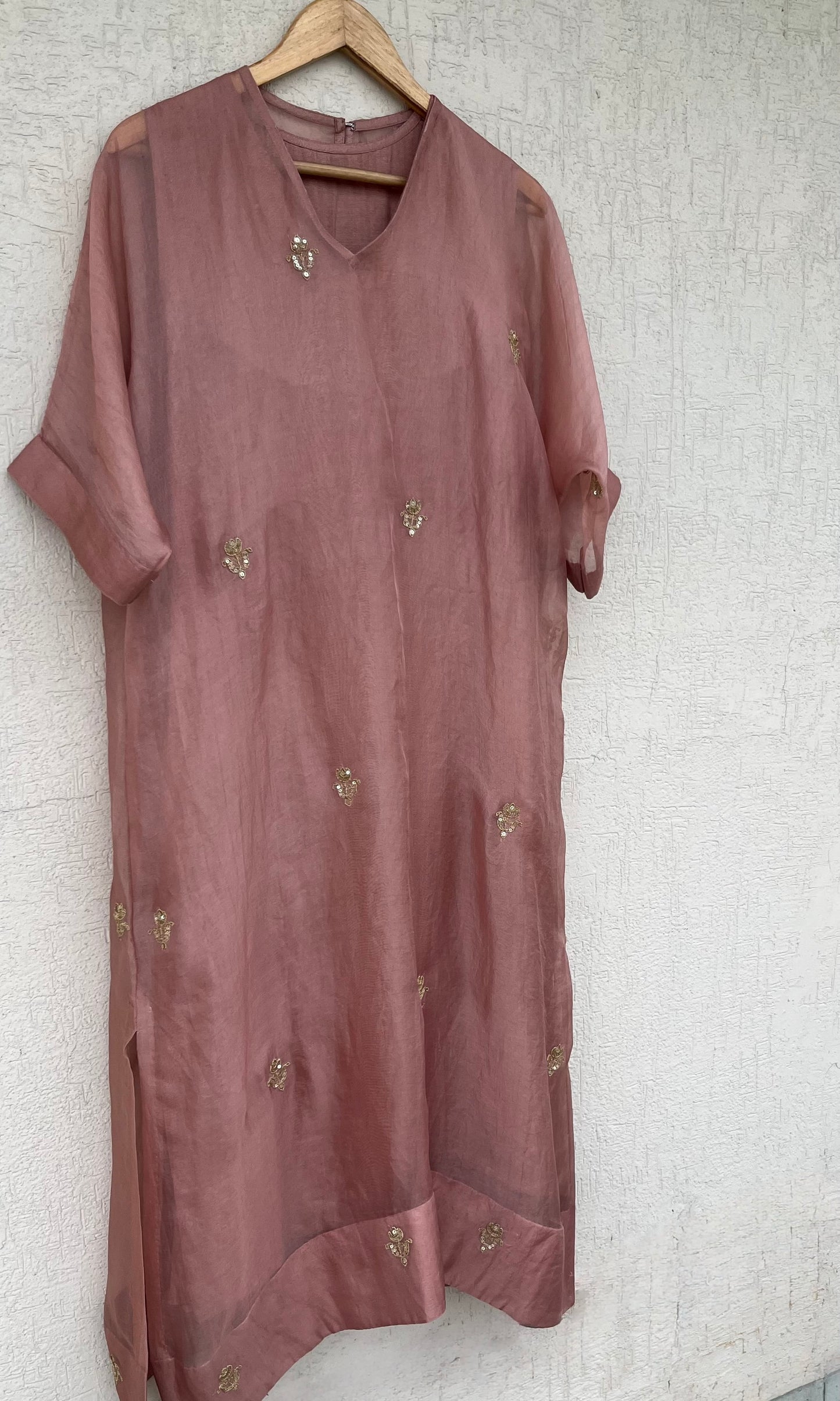 SALMON PINK KAFTAN-KURTA SET