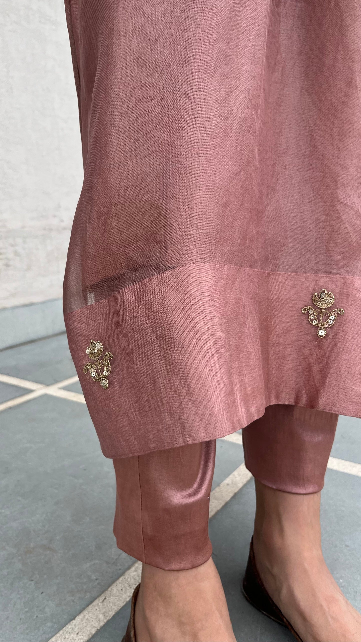SALMON PINK KAFTAN-KURTA SET