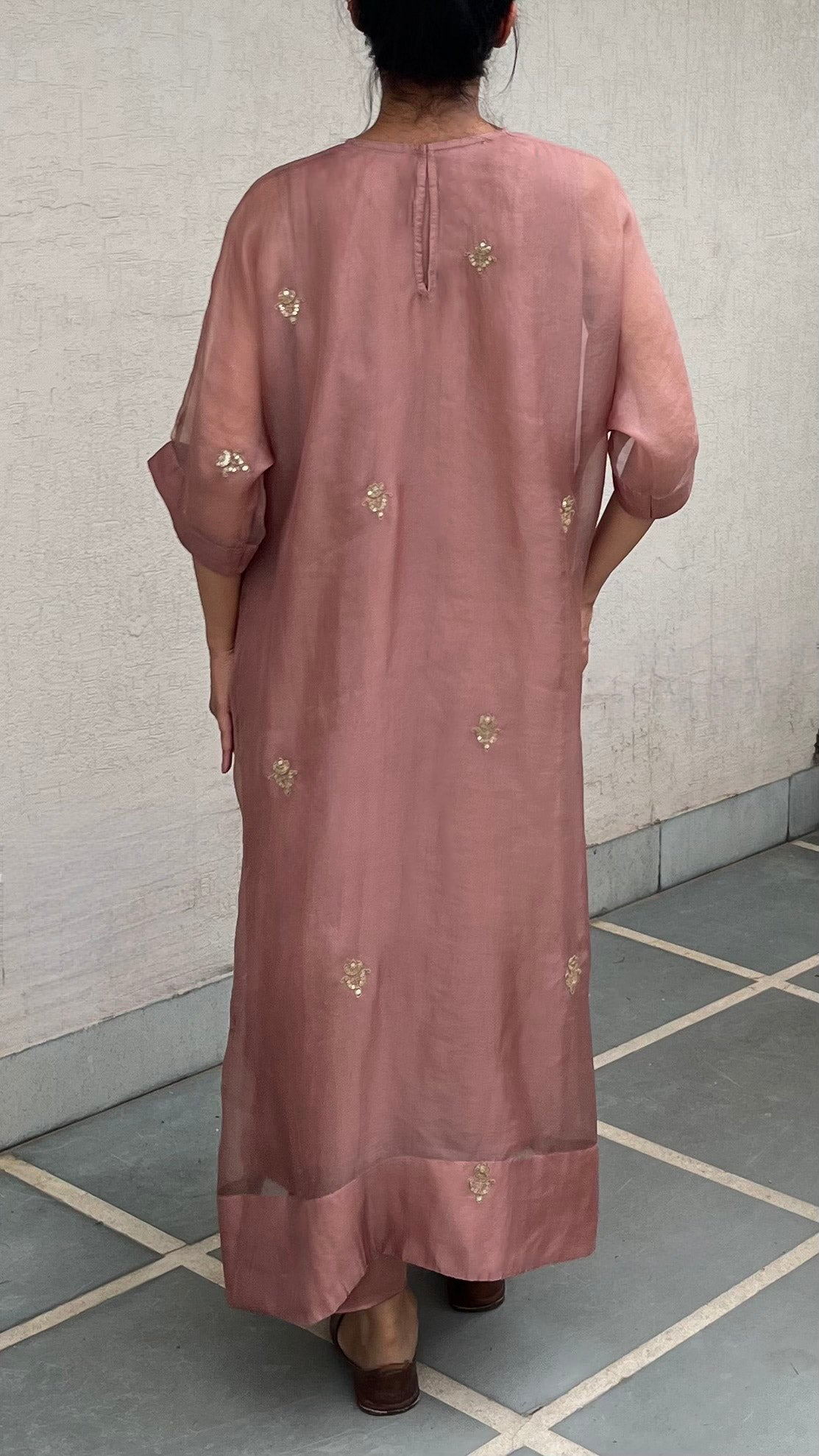 SALMON PINK KAFTAN-KURTA SET
