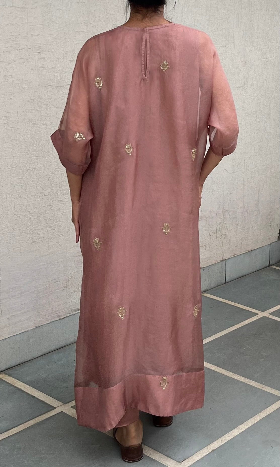 SALMON PINK KAFTAN-KURTA SET