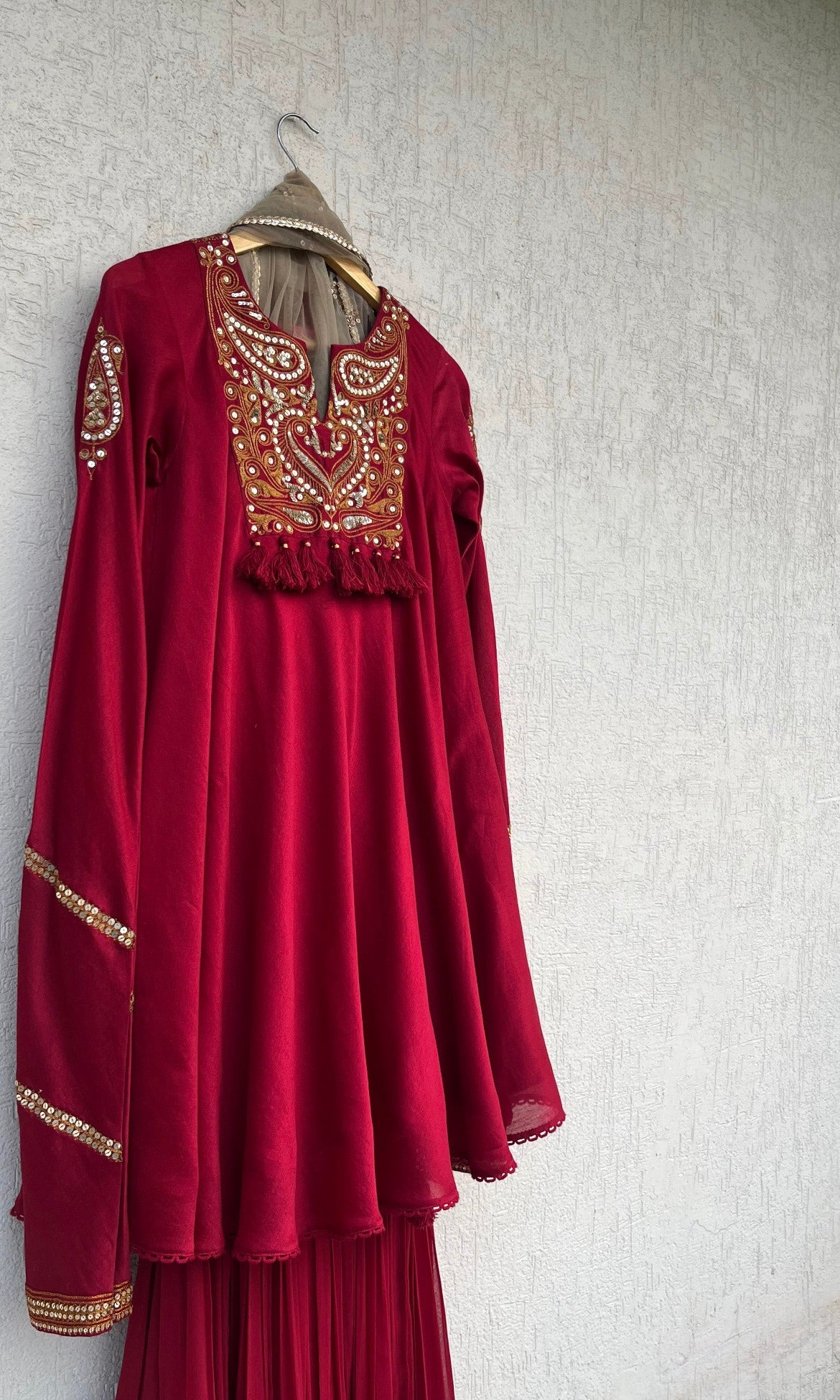RUBY RED KURTA GHARARA SET