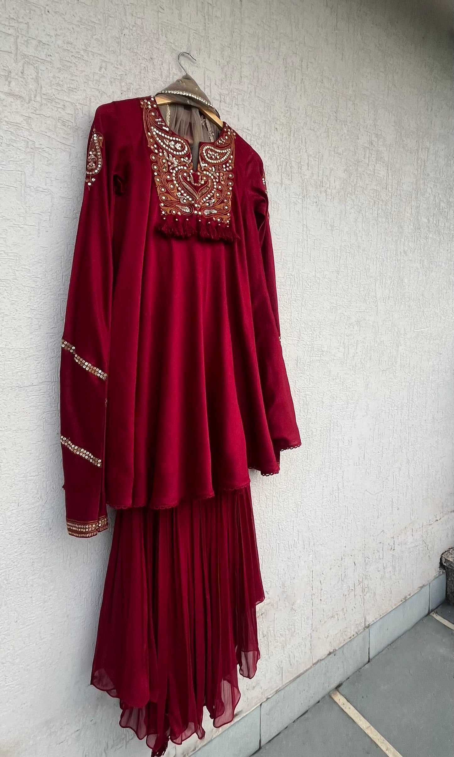 RUBY RED KURTA GHARARA SET